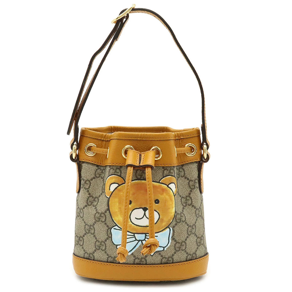 Gucci Ophidia KAI x Gucci GG Supreme Bucket Bag Teddy Bear Beige Brown